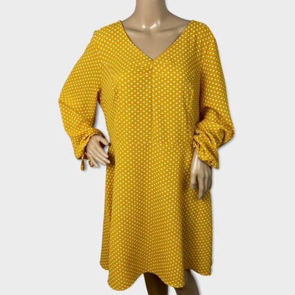 Como Vintage Bohemian Mustard Yellow Polka Dot Summer Dress Size‎ XL Sundress - Picture 3 of 16